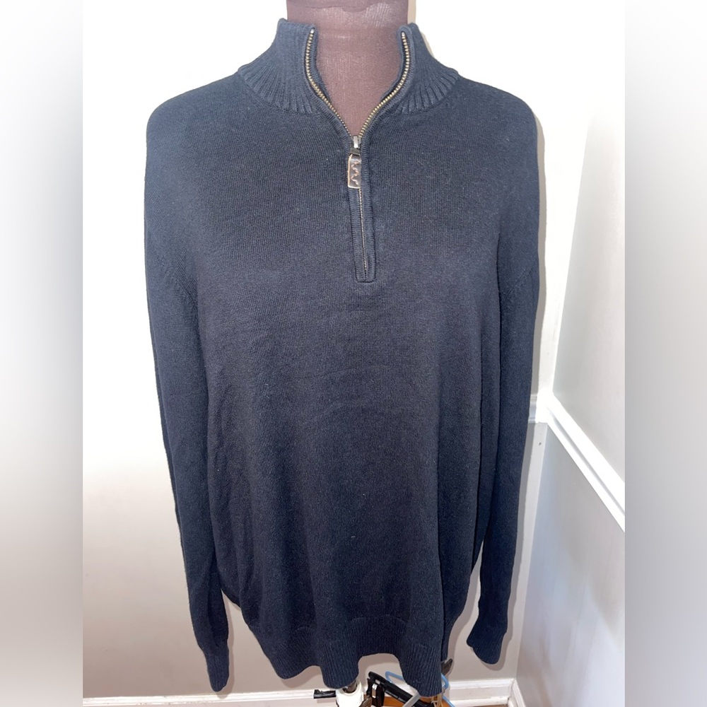 Eddie Bauer Mens Cashmere Blend Black 1/ 4 Zip‎ Sweater Size XL